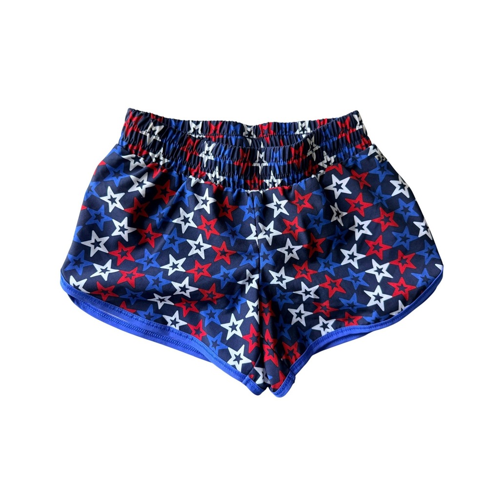 DSG Girls 2XS 4-5 Patriotic Star‎ Print Athletic Shorts Red White Blue Dolphin